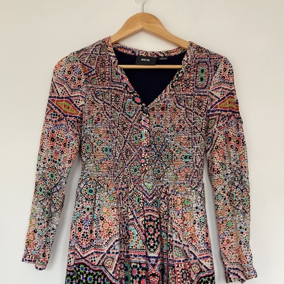 Anthropologie Maeve colourful abstract print smocked top dress - Picture 3 of 9